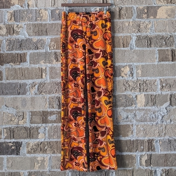 Urban Outfitters NGOrder Velour Trouser Pant Retro Love Hearts Size 10 - Picture 11 of 11